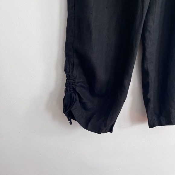 Chico’s black linen Cropped Pull on Ruched Hem Pants - Picture 3 of 8